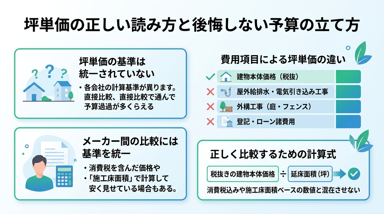 坪単価の正しい読み方と後悔しない予算の立て方の図解